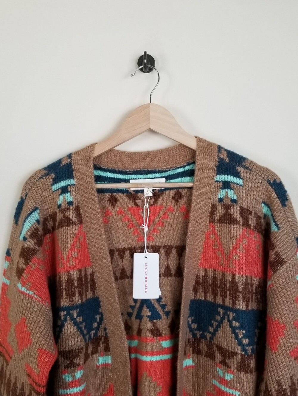 Lucky Brand Southwestern Open Front Cardigan Large NWT - Picture 2 of 8
